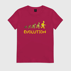 Футболка хлопковая женская Эволюция Гомера, цвет: маджента