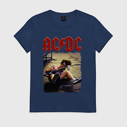 Футболка хлопковая женская AC DC Angus, цвет: тёмно-синий