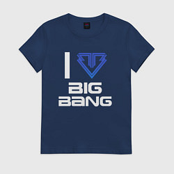 Футболка хлопковая женская I love big bang, цвет: тёмно-синий