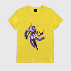 Футболка хлопковая женская Сёгун Райдэн из Genshin Impact, цвет: желтый