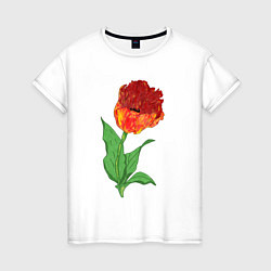 Футболка хлопковая женская Весенний тюльпан, цвет: белый