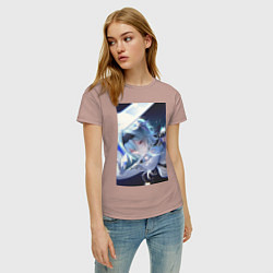 Футболка хлопковая женская Эола - Геншин Импакт, цвет: пыльно-розовый — фото 2