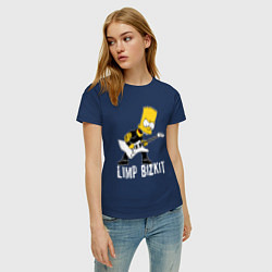 Футболка хлопковая женская Limp Bizkit Барт Симпсон рокер, цвет: тёмно-синий — фото 2
