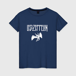 Футболка хлопковая женская Led Zeppelin падший ангел, цвет: тёмно-синий