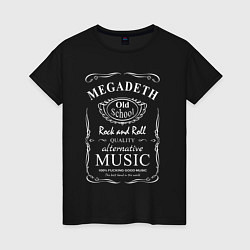 Футболка хлопковая женская Megadeth в стиле Jack Daniels, цвет: черный