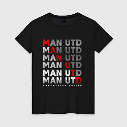 Футболка хлопковая женская ФК Манчестер Юнайтед, цвет: черный