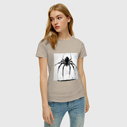 Футболка хлопковая женская Чёрный паук, Редан, цвет: миндальный — фото 2