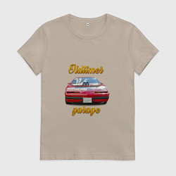 Футболка хлопковая женская Ретро автомобиль Pontiac Firebird, цвет: миндальный