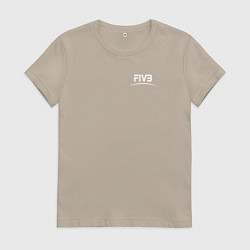 Футболка хлопковая женская Международная федерация волейбола FIVB, цвет: миндальный