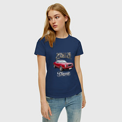 Футболка хлопковая женская Маслкар Ford Mustang, цвет: тёмно-синий — фото 2