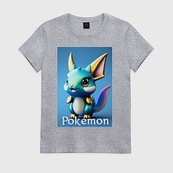 Футболка хлопковая женская Pokemon Vaporeon, цвет: меланж