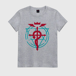 Футболка хлопковая женская Стальной алхимик аниме - Фламель, цвет: меланж