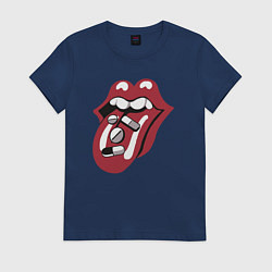 Футболка хлопковая женская Rolling stones pills, цвет: тёмно-синий