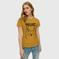 Футболка хлопковая женская Red Hot Chili Peppers - rock cat, цвет: горчичный — фото 2