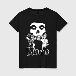 Футболка хлопковая женская Misfits рок группа, цвет: черный