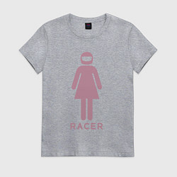 Футболка хлопковая женская Девушка гонщик, цвет: меланж