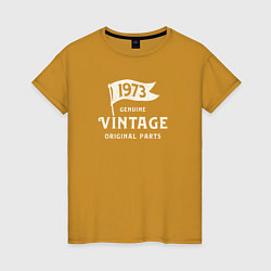 Футболка хлопковая женская 1973 подлинный винтаж - оригинальные детали, цвет: горчичный