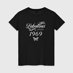 Футболка хлопковая женская Fabulous since 1969, цвет: черный