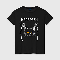 Футболка хлопковая женская Megadeth rock cat, цвет: черный