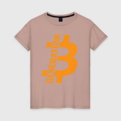 Футболка хлопковая женская Поколение биткоин, цвет: пыльно-розовый
