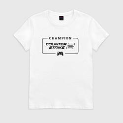 Футболка хлопковая женская Counter-Strike 2 gaming champion: рамка с лого и д, цвет: белый