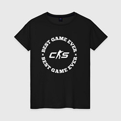 Футболка хлопковая женская Символ Counter-Strike 2 и круглая надпись best gam, цвет: черный