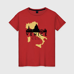 Футболка хлопковая женская Итальянская Венеция, цвет: красный