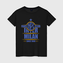 Футболка хлопковая женская Inter Milan fans club, цвет: черный