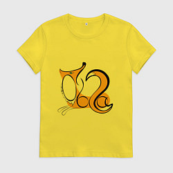 Футболка хлопковая женская Лиса Ольга, цвет: желтый