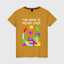 Футболка хлопковая женская Tetris - the game is never over, цвет: горчичный