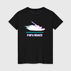 Футболка хлопковая женская Papa Roach glitch rock, цвет: черный
