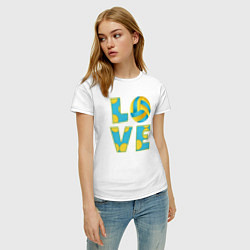 Футболка хлопковая женская Volleyball love, цвет: белый — фото 2