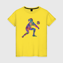 Футболка хлопковая женская Color volleyball, цвет: желтый