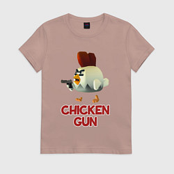 Футболка хлопковая женская Chicken Gun chick, цвет: пыльно-розовый