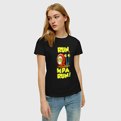 Футболка хлопковая женская Run Ира run, цвет: черный — фото 2