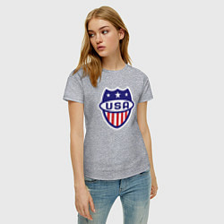 Футболка хлопковая женская Shield USA, цвет: меланж — фото 2