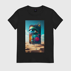Футболка хлопковая женская Глаз - сюрреализм - нейросеть, цвет: черный