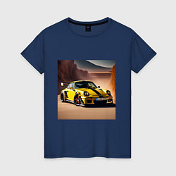 Футболка хлопковая женская Porsche 911, цвет: тёмно-синий