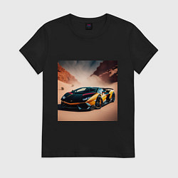 Футболка хлопковая женская Lamborghini Aventador, цвет: черный