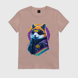 Футболка хлопковая женская Крипто хомяк, цвет: пыльно-розовый