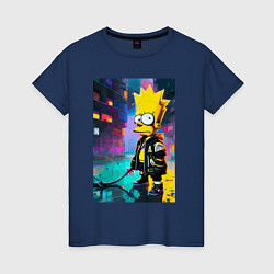 Футболка хлопковая женская Bart Simpson - urban fantasy, цвет: тёмно-синий