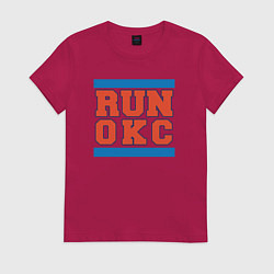 Футболка хлопковая женская Run Oklahoma City Thunder, цвет: маджента