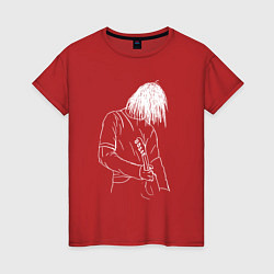 Футболка хлопковая женская Kurt Cobain grunge, цвет: красный