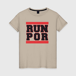 Футболка хлопковая женская Run Portland Trail Blazers, цвет: миндальный
