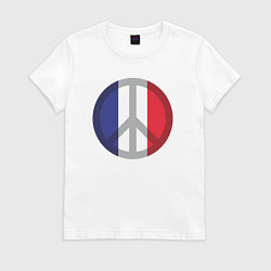 Футболка хлопковая женская Peace France, цвет: белый