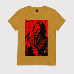 Футболка хлопковая женская John Wick Baba Yaga art, цвет: горчичный