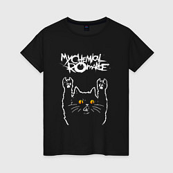 Футболка хлопковая женская My Chemical Romance rock cat, цвет: черный