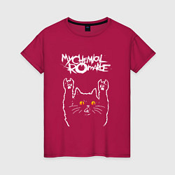 Футболка хлопковая женская My Chemical Romance rock cat, цвет: маджента
