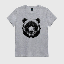 Футболка хлопковая женская Чернильный медведь, цвет: меланж