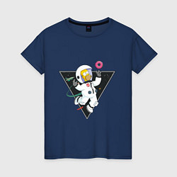 Футболка хлопковая женская Гомер в космосе, цвет: тёмно-синий